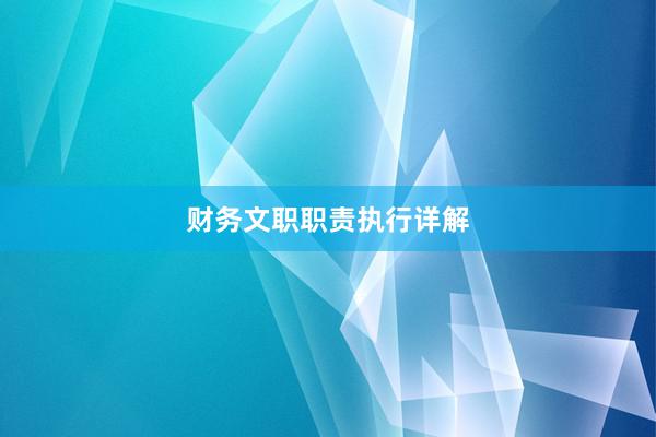财务文职职责执行详解